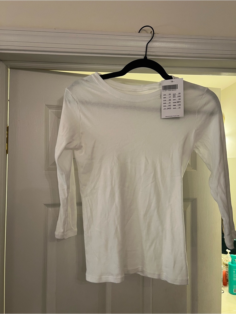 Brandy Melville White Long Sleeve Basic Top